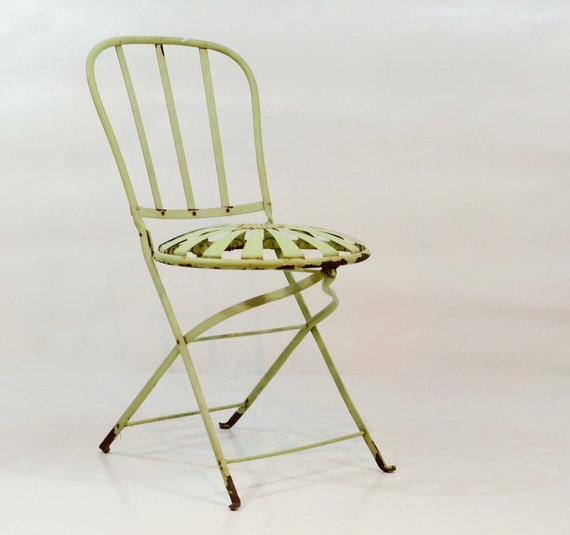 RARE Vintage Steel Spring Chair Metal Folding Chair Mint