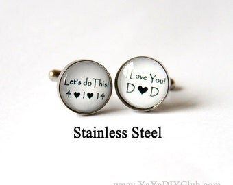 Grooms Gift from bride, Wedding Cufflinks for Groom Cuff Links, Custom Cufflinks, Personalized Cufflinks Groom Gift