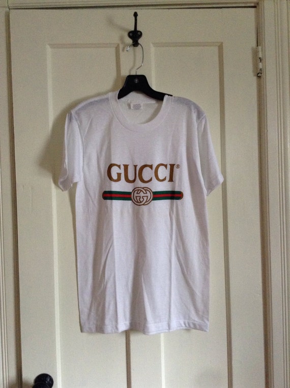 Vintage Deadstock 1980's Bootleg Gucci T-shirt size Medium