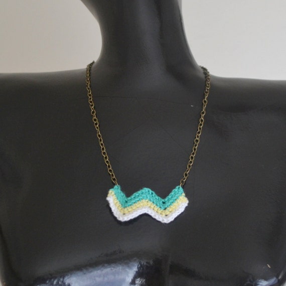 pattern chevron necklace crochet Crochet Brass OFF 50 Chain Chevron Fiber Pendant Stripe Link Necklace