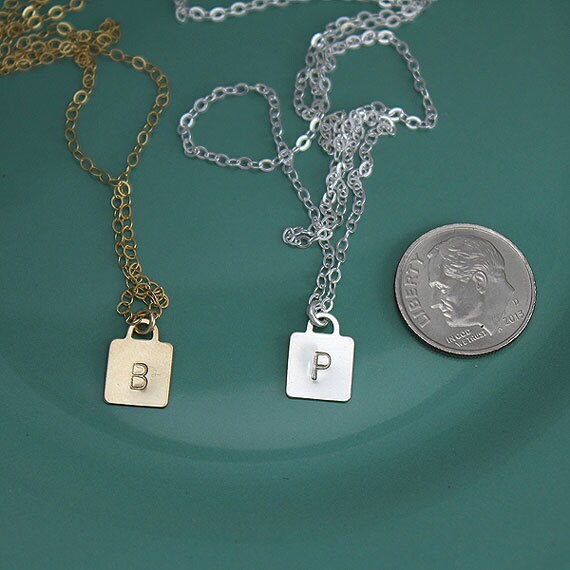 Square Plate Necklace in Silver Gold FilledRose by JetSilverBeads