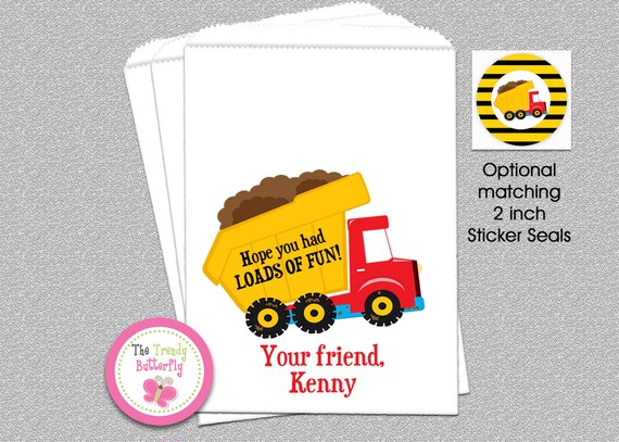 Construction Party Favors , Dump Truck Candy Bags, Goody Bags, Party Favor Bag, Cookie Bags Il_570xn