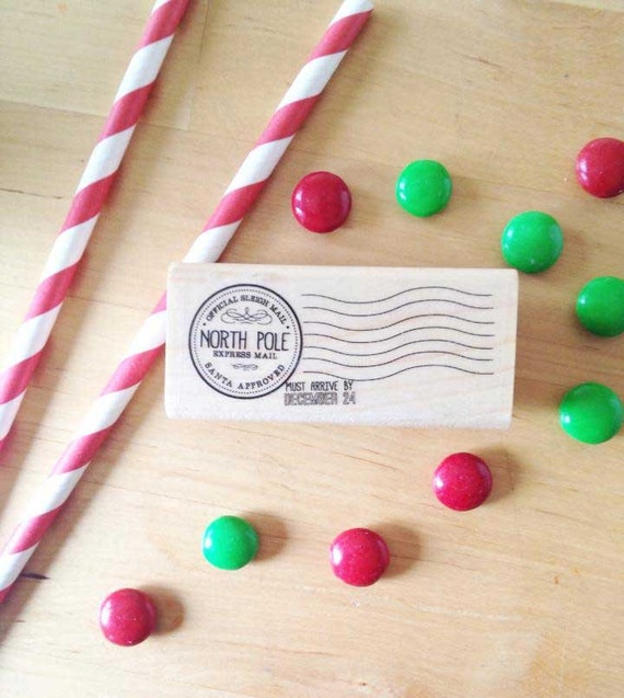 Santa Approved North Pole Express Stamp - 2.5x1" Wooden Rubber Custom Stamp - Letter to Santa Il_570xn