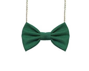 Hunter Green - Bow Tie Necklace, PreTied BowTie for Women and Girls