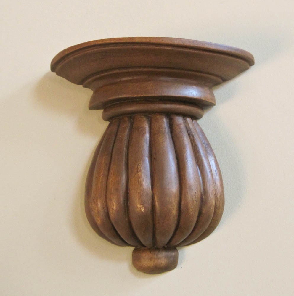 Vintage Wall Sconce Wall Shelf Hand Carved Wood Wall Decor on Wooden Wall Sconce Shelf Decorating id=59358