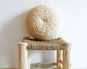 Round Pillow Crochet Wool - Natural undyed