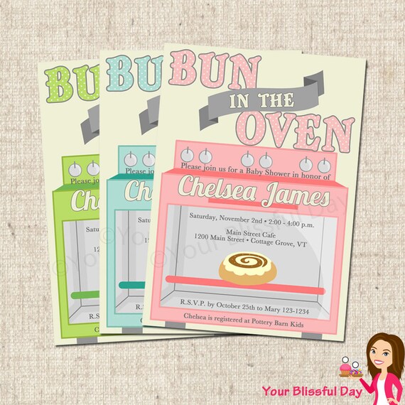 PRINTABLE Bun in the Oven Baby Shower Party Invitation Il_570xn