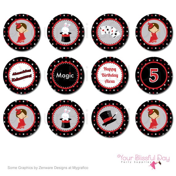 PRINTABLE Girl Magic Show Party Circles (Personalized) Il_570xn
