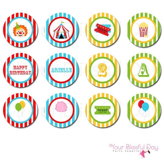 PRINTABLE Carnival Themed Party Circles (Personalized) Il_570xn