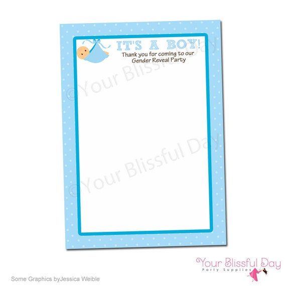 PRINTABLE Boy Gender Reveal Baby Shower Thank You Cards Il_570xn