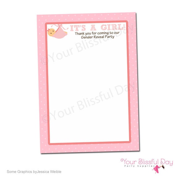 PRINTABLE Girl Gender Reveal Baby Shower Thank You Cards #204 Il_570xn