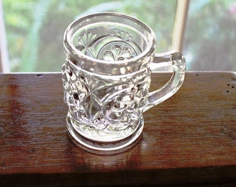 EAPG Multiple Scroll childs' antique glass mug 1893 - 1903 height 3-1/8"