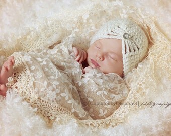 Newborn Girl Hat, Girl Hat, Baby Girl Flapper Hat, Girl Handmade Hat, Kids Hat, Girl Hat, Girl Hat, Baby Hat, Cream. Photo Props. Baby Gift.