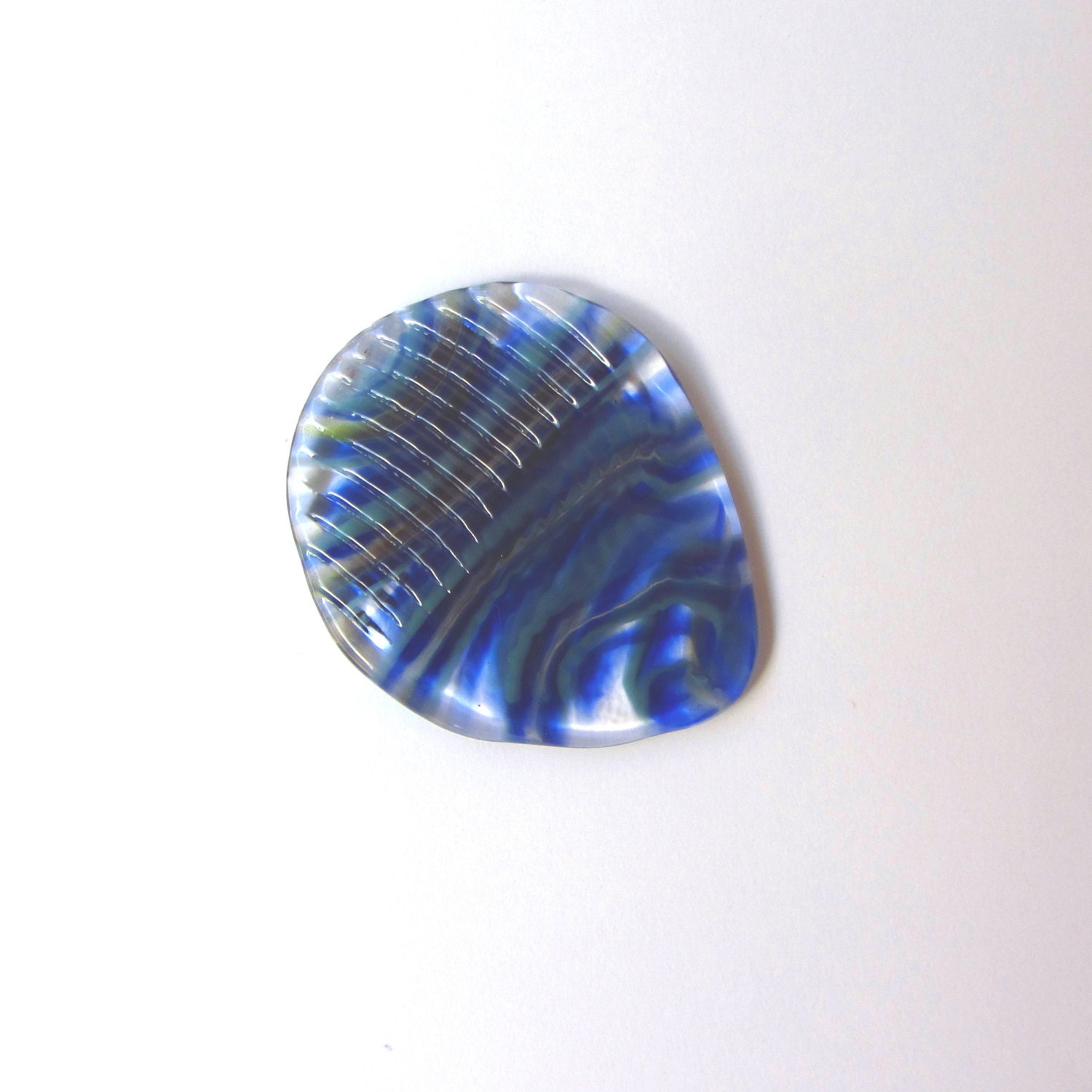 Original Glass Guitar Pick with Built In Grip. Blue Super