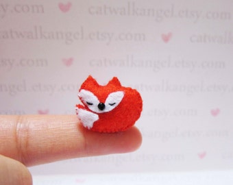 Felt Miniature - Felted Miniature fox - Felted fox - red fox felted miniature - fox miniature - tiny fox - felted red fox - miniature fox