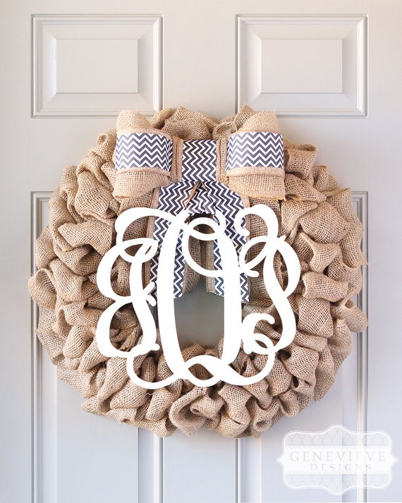 Monogram Wreath Personalized Door Wreath by GenevieveDesignsBR