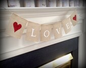 Love banner. Valentine's day sign. Rustic bunting garland Il_170x135