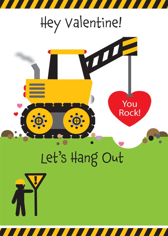Construction Truck Valentines for Kids