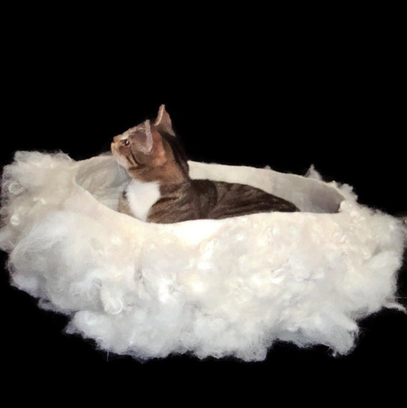 Felted Cat Bed Wool Cat Basket White Lincoln Longwool Pet