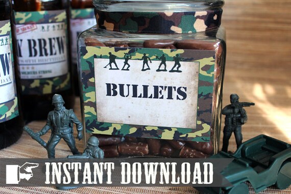 Army Men Party Labels - INSTANT DOWNLOAD - Editable & Printable Birthday Party Decorations by Sassaby Il_570xn