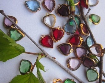 12 Vintage Crystal Hearts