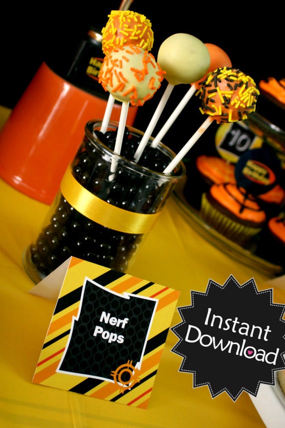 Editable Blaster Party Food Labels - Nerf War Inspired Party - Instant Download - Editable PDF .. nw01 Signature Collection Il_570xn