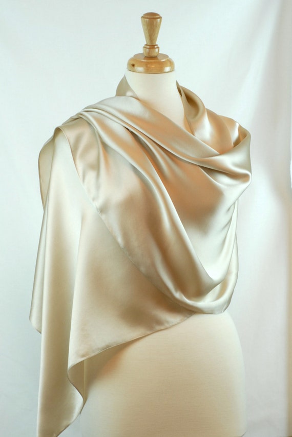 Silk Scarf Pure Silk Charmeuse Shawl In Nude By AdorabellaBaby