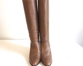 italian tall leather boots / taupe boots / minimal boots 7