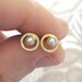 Gold pearl earrings , Gold circle studs with fresh water pearl , Small stud earrings , Handmade by Adi Yesod