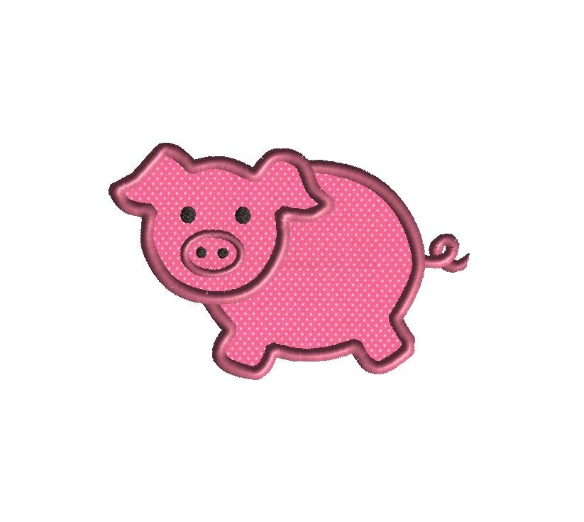 Pig Applique Machine Embroidery DesignINSTANT by SewChaCha