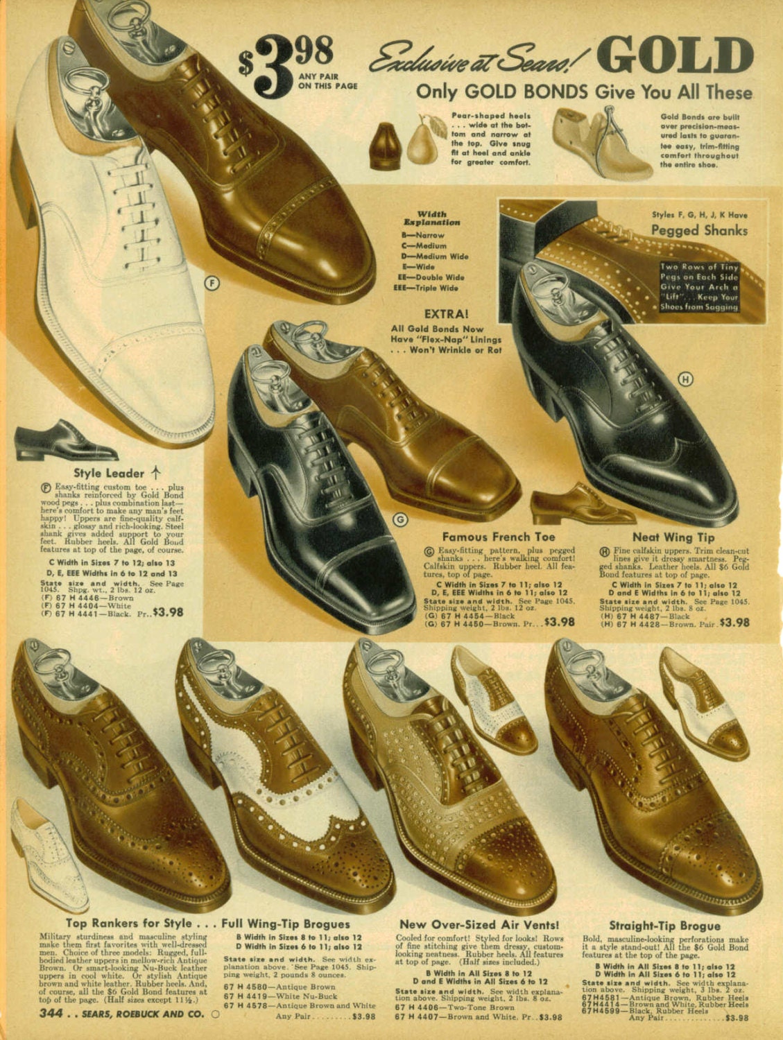 Vintage 1940s Sears Catalog Page Men's Shoes by TheVintageRead