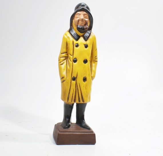 Vintage Figurine Fisherman in a Yellow Raincoat Heavy