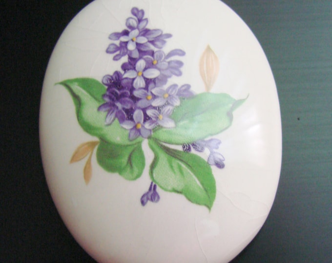 Large Floral Bouquet Ceramic Pendant / Violets / Vintage Jewelry / Jewellery