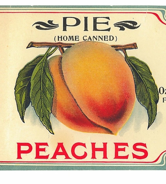 1920s Pie Home Canned Peaches Can Label New Old Stock NOS