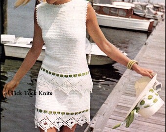 No.281 PDF Crochet Dress Pattern Vintage - Women's Tiered Dress - Retro Crochet Pattern - Instant Download