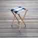 RESERVED - Vintage Camp Stool - Pendleton Wool Seat - Plaid Camp Black White Geometric