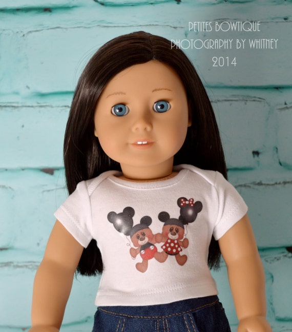 American Girl Doll or similar 18" Doll Shirt ~ Minnie and Mickey Bear ~ Disney T Shirt