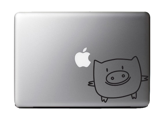 Cute Cartoon Piggy Kids Drawing Macbook Vinyl Decal Apple