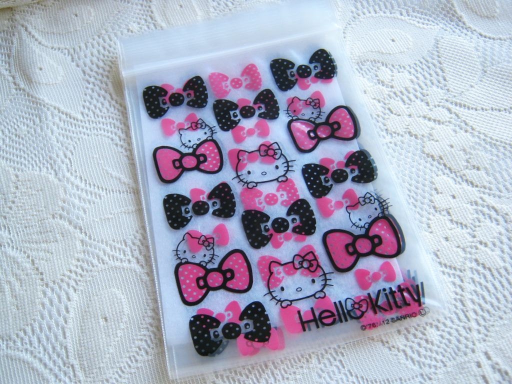 Hello Kitty Zip Lock Bag Plastic Bag Pink Kitty and by PeacyStudio
