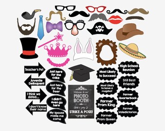 Class Reunion PRINTABLE photo booth props High School Reunion photobooth party