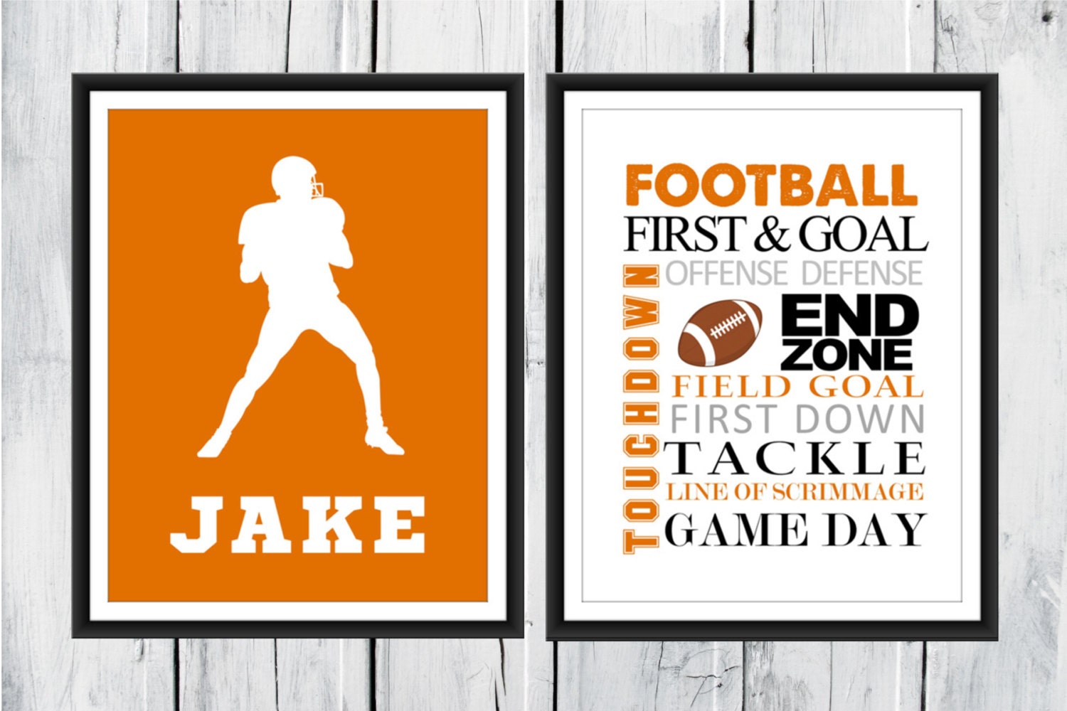 FOOTBALL Word Art Print 2 Piece Set Custom Colors and Sizes