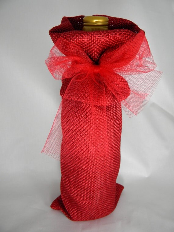 red bottle gift bags