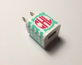Custom monogram chevron apple charger vinyl decal
