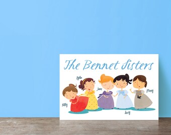 Bennet Sisters illustrated postcards from pride and Prejudice by Jane Austen (set of 5)