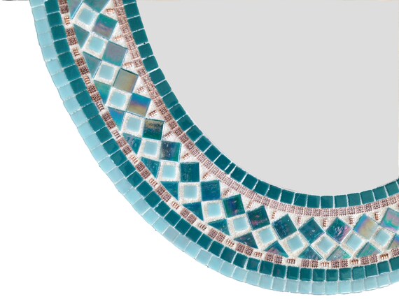 Teal and Copper Mosaic Wall Mirror // Mixed by GreenStreetMosaics