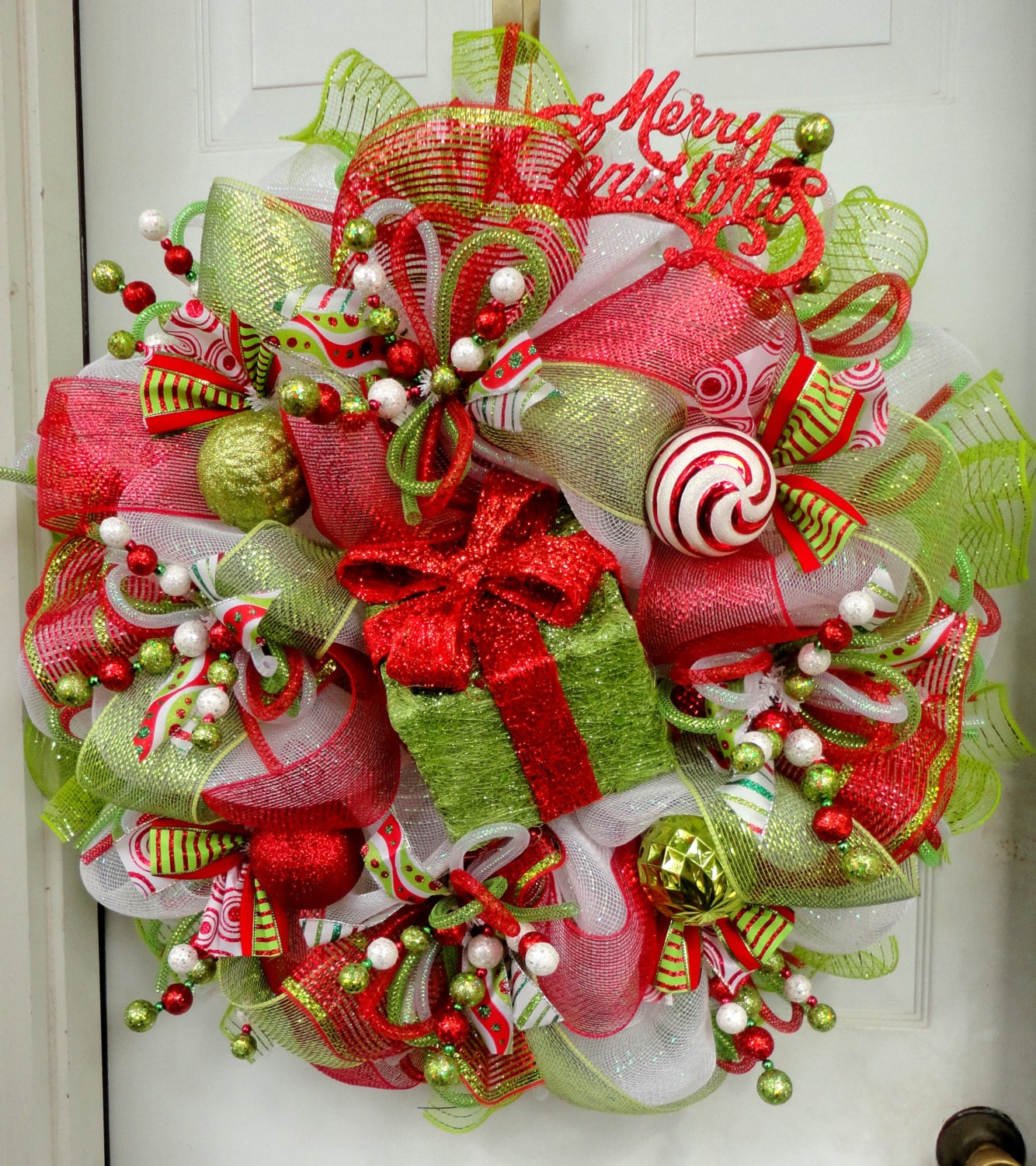 HuGE LIMItED Edition RAZ Deco Mesh Christmas Wreath Red