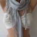 Grey - Cotton Shawl Scarf with lace edge