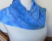 Silk Satin Scarf Hand Dyed Shades of Blue and Lavender, Long Silk Scarf, Ready to Ship