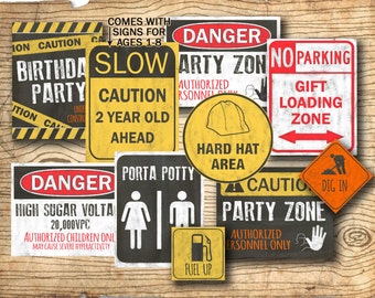 Construction birthday - Construction party signs - construction birthday party decorations - DIY Instant download construction decor