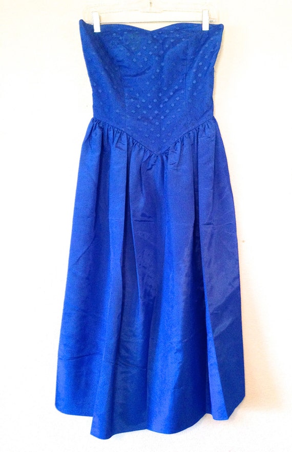 1980s royal blue prom dress new year's eve party dress